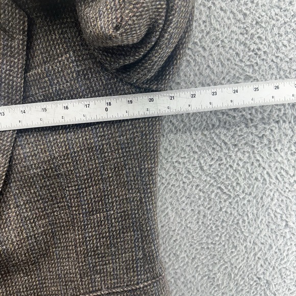 VINTAGE‎ Tweed Jacket Mens 42L Brown Herringbone Wool 2 Button Sport Coat Retro - Picture 14 of 16